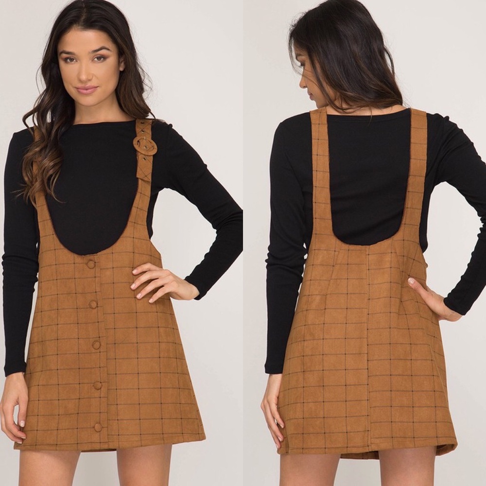 Faux suede overall